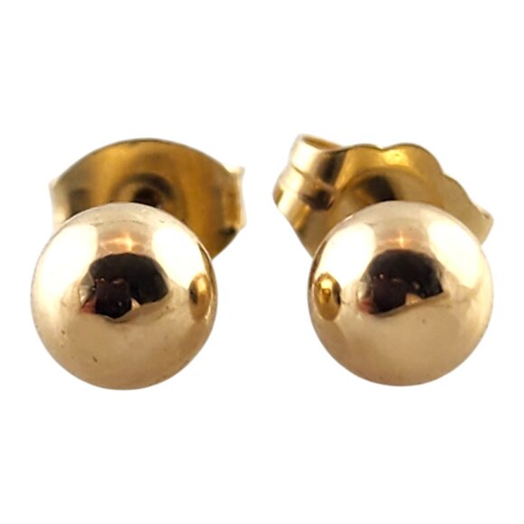 14 Karat Yellow Gold Ball Stud Earrings #19387